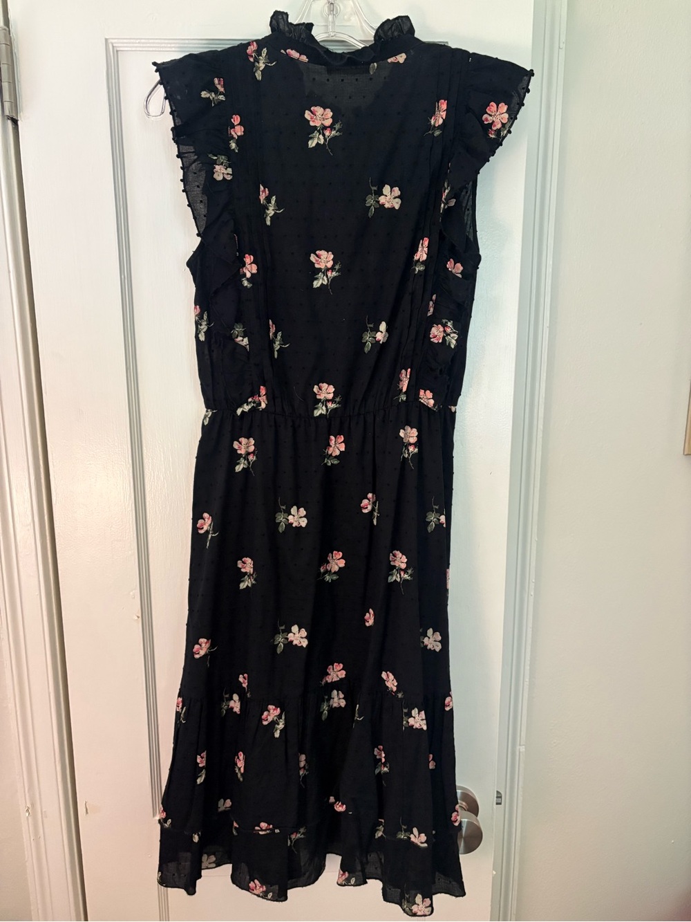 Ulla Johnson Black Floral Ruffle Midi Dress - Picture 3 of 4